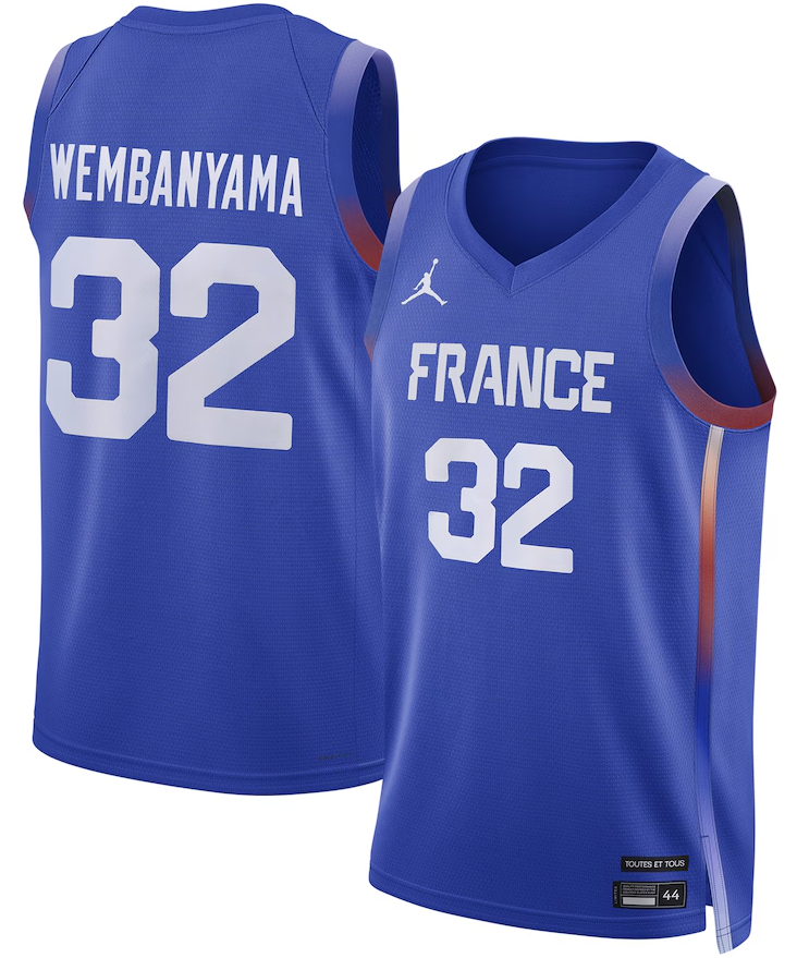 Men's France Basketball #32 Victor Wembanyama Royal Jordan Brand 2024 Summer Olympics Player Limited Basketball Jersey