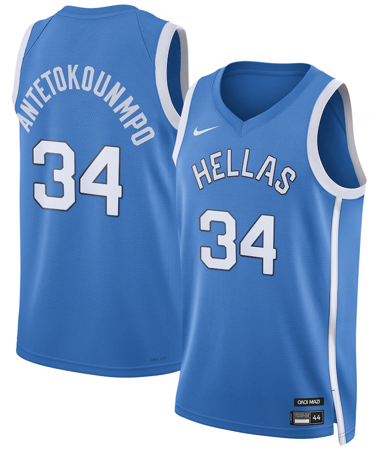 Men's Greece Basketball #34 Giannis Antetokounmpo Blue Nike 2024 Summer Olympics Player Limited Basketball Jersey