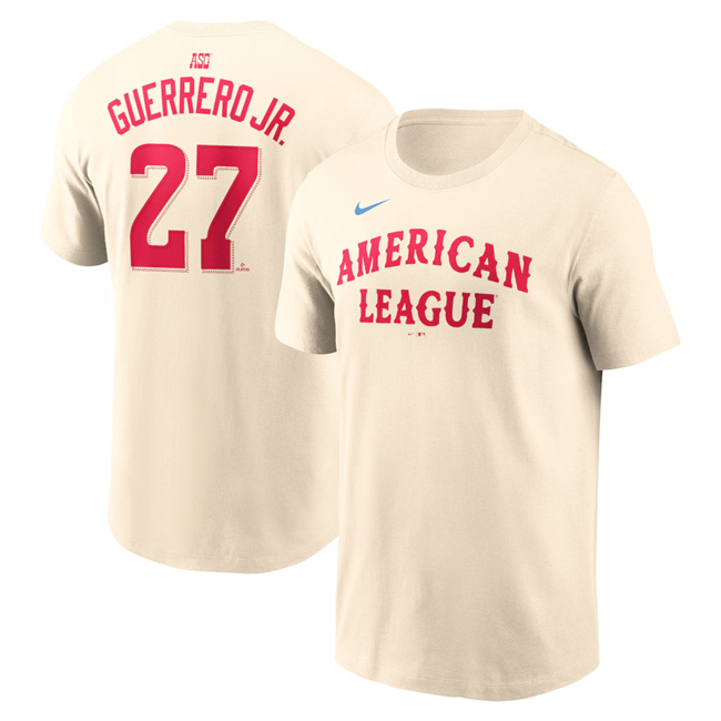 Men's American League #27 Vladimir Guerrero Jr. Cream 2024 All-Star Name & Number T-Shirt