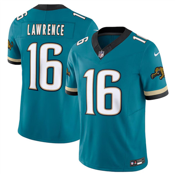 Men's Jacksonville Jaguars #16 Trevor Lawrence Teal 2024 F.U.S.E. Prowler Throwback Vapor Limited Football Stitched Jersey