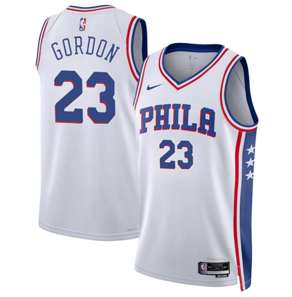 Men's Philadelphia 76ers #23 Eric Gordon White Association Edition Stitched Jersey