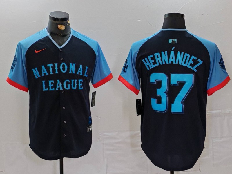 Men's Los Angeles Dodgers #37 Teoscar Hernandez Navy 2024 All Star Limited Stitched Jersey