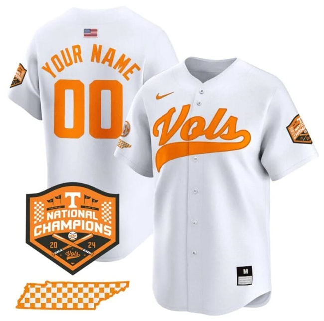 Men's Tennessee Volunteers Active Player Custom White 2024 Champions Vapor Limited Stitched Jersey