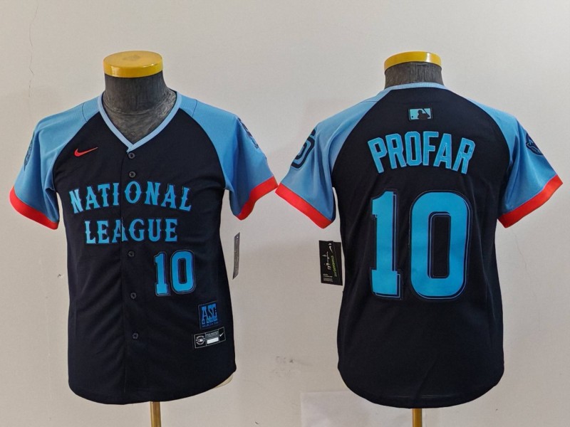 Youth San Diego Padres #10 Jurickson Profar Number Navy 2024 All Star Limited Stitched Jersey