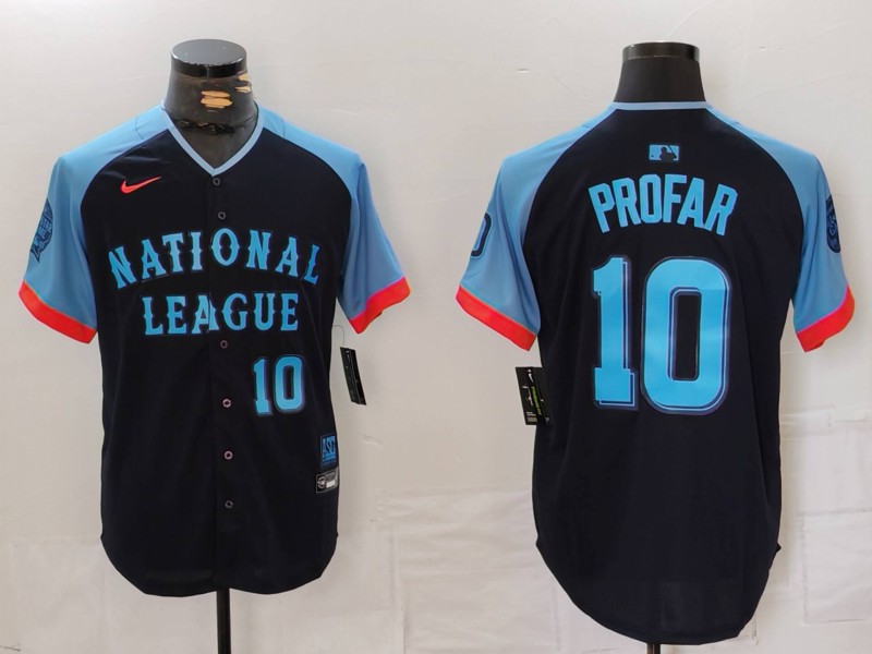 Men's San Diego Padres #10 Jurickson Profar Number Navy 2024 All Star Limited Stitched Jersey