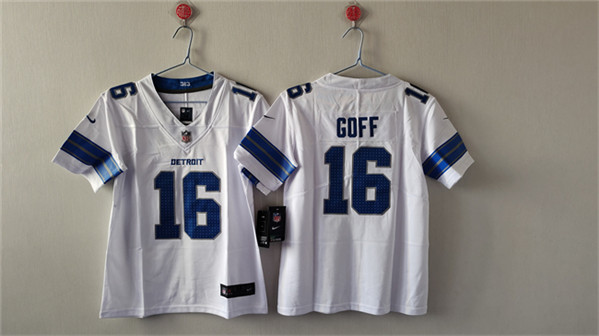 Women's Detroit Lions #16 Jared Goff White Vapor Football Stitched Jersey(Run Smaller)