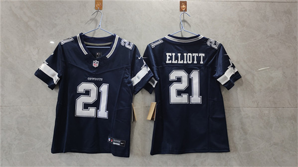 Women's Dallas Cowboys #21 Ezekiel Elliott Navy 2023 F.U.S.E. Limited Football Stitched Jersey(Run Small)