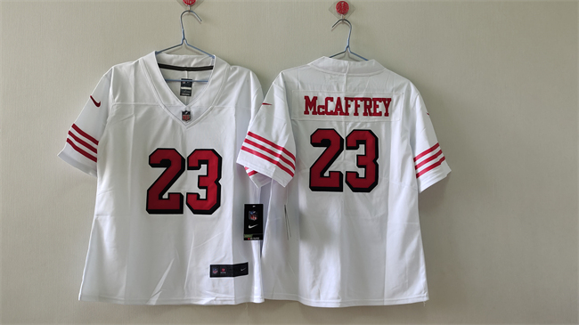 Women's San Francisco 49ers #23 Christian McCaffrey White 2nd Alternate Football Stitched Jersey(Run Small)