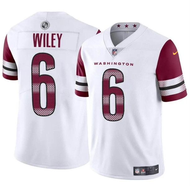 Men's Washington Commanders #6 Michael Wiley White 2024 Vapor Limited Football Stitched Jersey