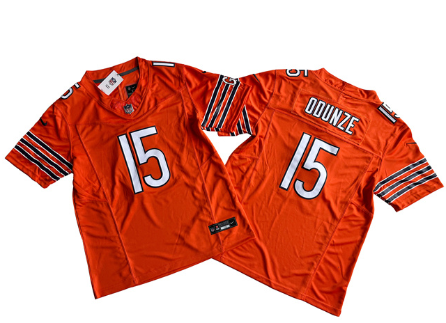 Men's Chicago Bears #15 Rome Odunze Orange 2024 Draft F.U.S.E. Vapor Stitched Football Jersey