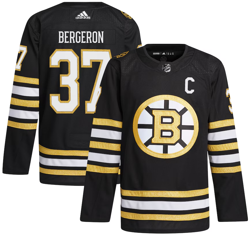 Men's Boston Bruins #37 Patrice Bergeron adidas Black Home Captain Patch Primegreen Authentic Pro Player Stitched Jersey