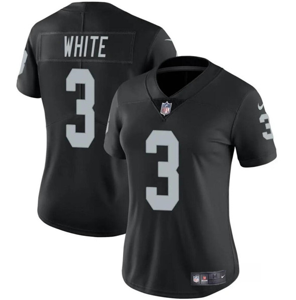 Women's Las Vegas Raiders #3 Zamir White Black Vapor Stitched Jersey(Run Small)