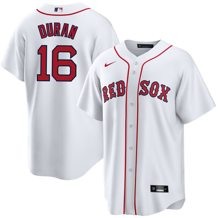 Men's Boston Red Sox #16 Jarren Duran Home White Cool Base Stitched Baseball Jersey