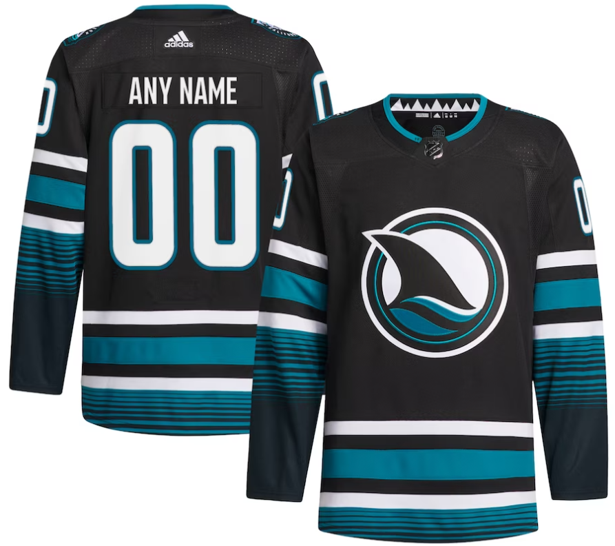 Men's San Jose Sharks Custom Black adidas Alternate Primegreen Authentic NHL Stitched Jersey