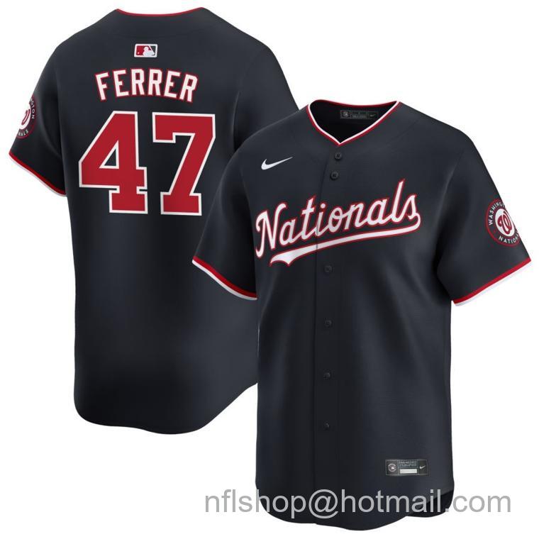 Men's Washington Nationals #47 Jose Ferrer Nike Navy 2024 Alternate Limited Stitched Baseball Jersey