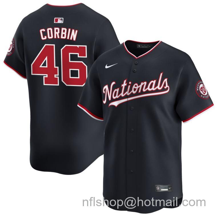 Men's Washington Nationals #46 Patrick Corbin Nike Navy 2024 Alternate Limited Stitched Baseball Jersey