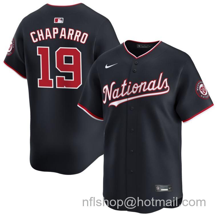 Men's Washington Nationals #19 Andres Chaparro Nike Navy 2024 Alternate Limited Stitched Baseball Jersey