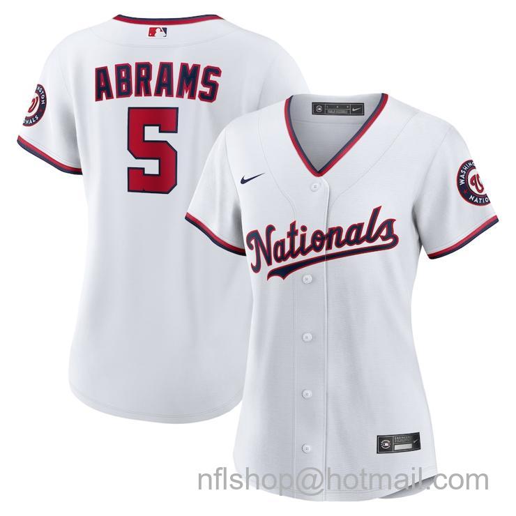 Women's Washington Nationals #5 CJ Abrams White Home Nike Replica Player Stitched Baseball Jersey