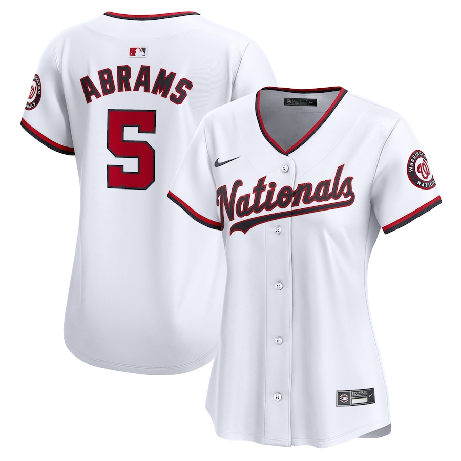 Women's Washington Nationals #5 CJ Abrams Nike White Home Limited Player Stitched Baseball Jersey