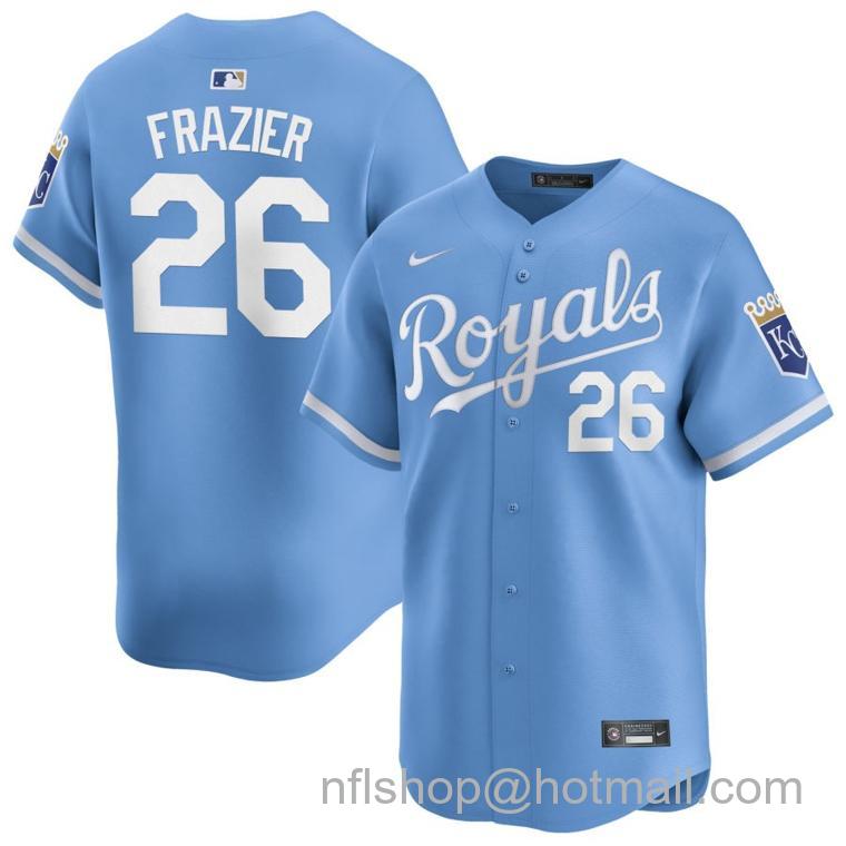 Men's Kansas City Royals #26 Adam Frazier Light Blue 2024 Alternate Limited Stitched Baseball Jersey