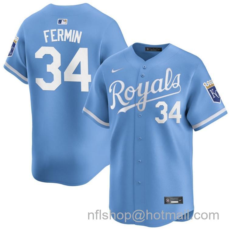 Men's Kansas City Royals #34 Freddy Fermin Light Blue 2024 Alternate Limited Stitched Baseball Jersey