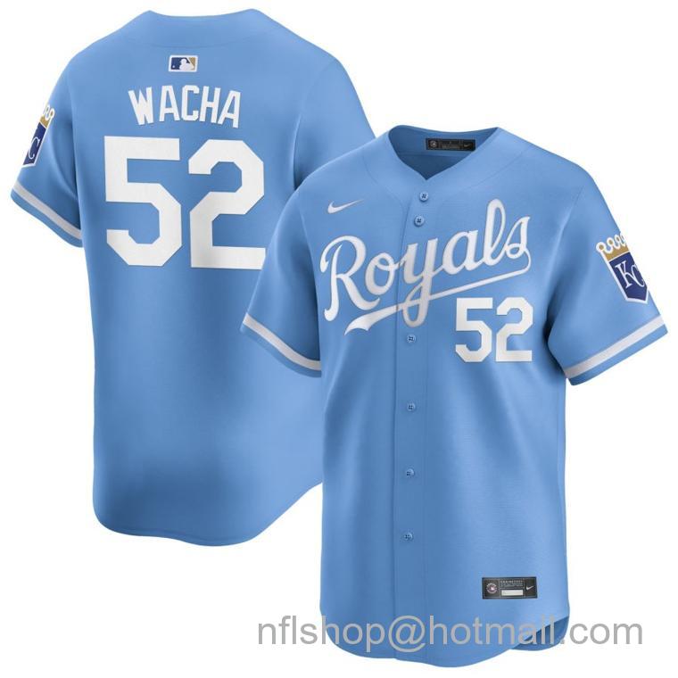 Men's Kansas City Royals #52 Michael Wacha Light Blue 2024 Alternate Limited Stitched Baseball Jersey