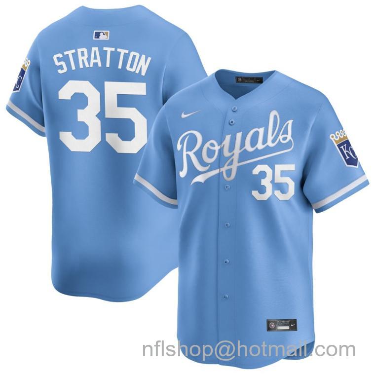 Men's Kansas City Royals #35 Chris Stratton Light Blue 2024 Alternate Limited Stitched Baseball Jersey