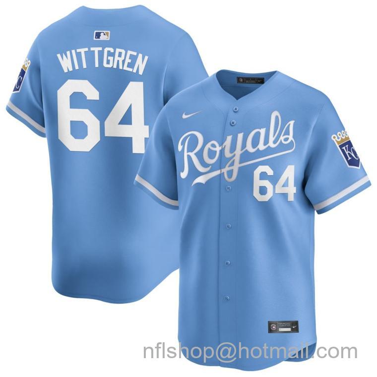 Youth Kansas City Royals #64 Nick Wittgren Light Blue 2024 Alternate Limited Stitched Baseball Jersey