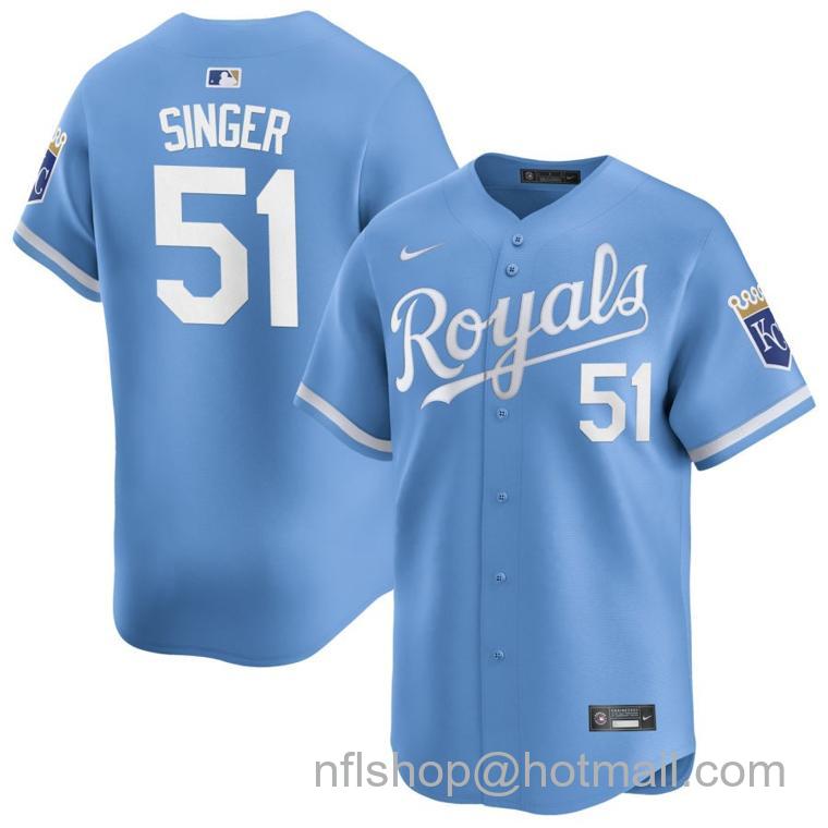 Youth Kansas City Royals #51 Brady Singer Light Blue 2024 Alternate Limited Stitched Baseball Jersey