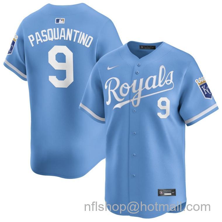 Youth Kansas City Royals #9 Vinnie Pasquantino Light Blue 2024 Alternate Limited Stitched Baseball Jersey