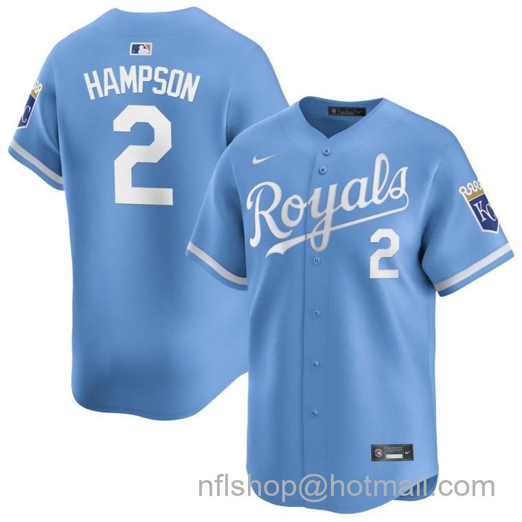 Youth Kansas City Royals #2 Garrett Hampson Light Blue 2024 Alternate Limited Stitched Baseball Jersey