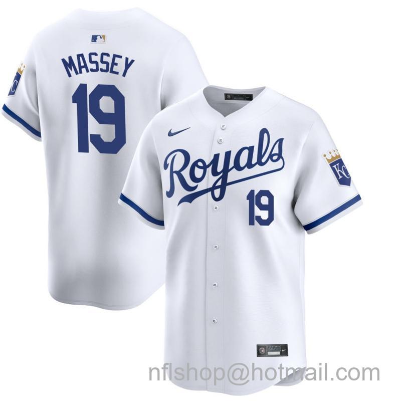 Youth Kansas City Royals #19 Michael Massey White 2024 Home Limited Stitched Baseball Jersey