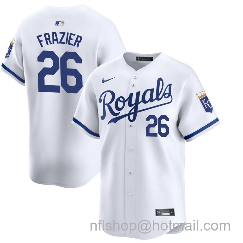 Youth Kansas City Royals #26 Adam Frazier White 2024 Home Limited Stitched Baseball Jersey