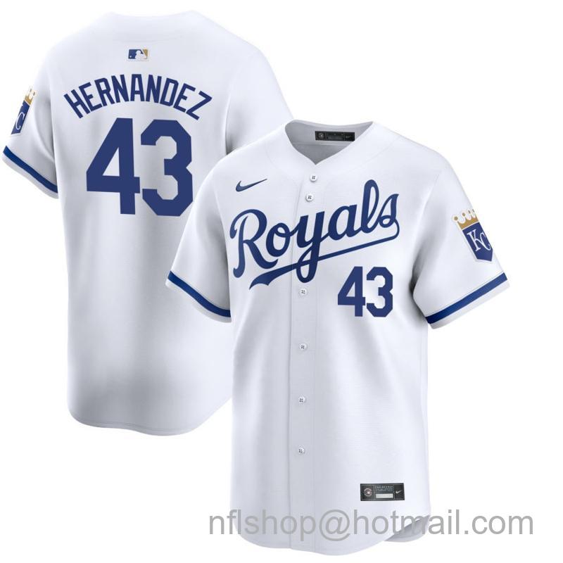 Youth Kansas City Royals #43 Carlos Hernandez White 2024 Home Limited Stitched Baseball Jersey