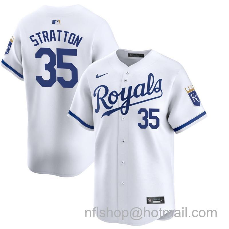 Youth Kansas City Royals #35 Chris Stratton White 2024 Home Limited Stitched Baseball Jersey