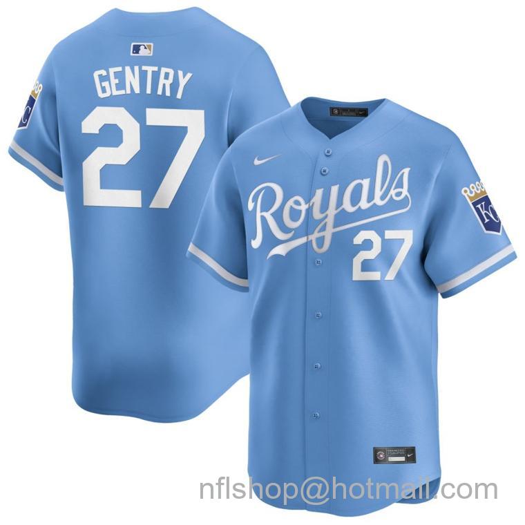 Youth Kansas City Royals #27 Tyler Gentry Light Blue 2024 Alternate Limited Stitched Baseball Jersey