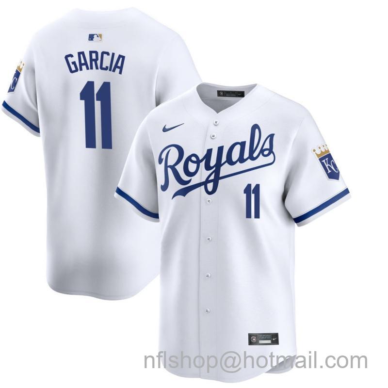 Youth Kansas City Royals #11 Maikel Garcia White 2024 Home Limited Stitched Baseball Jersey