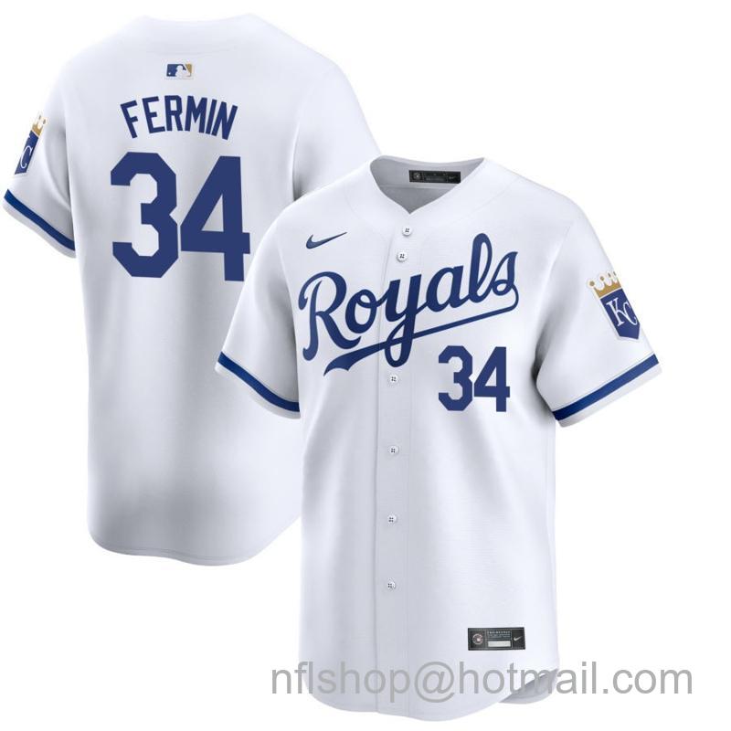 Youth Kansas City Royals #34 Freddy Fermin White 2024 Home Limited Stitched Baseball Jersey