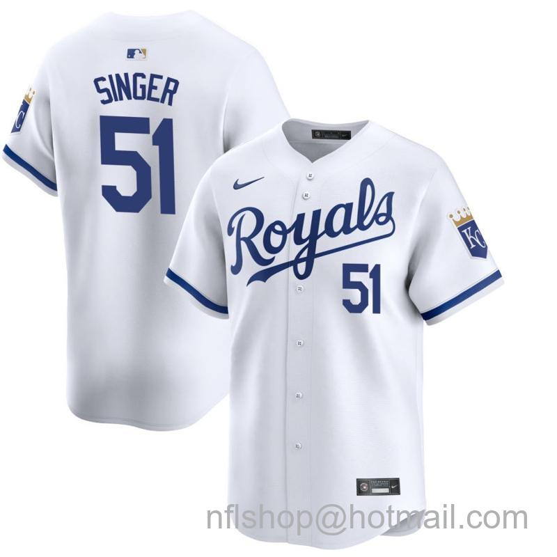 Men's Kansas City Royals #51 Brady Singer White 2024 Home Limited Stitched Baseball Jersey