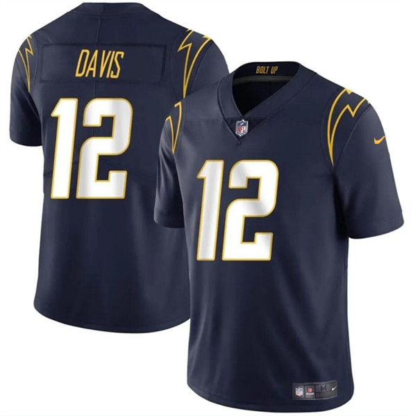 Men's Los Angeles Chargers #12 Derius Davis Navy 2024 Vapor Limited Football Stitched Jersey