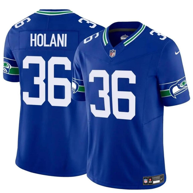 Men's Seattle Seahawks #36 George Holani Royal 2024 F.U.S.E Throwback Vapor Limited Football Stitched Jersey