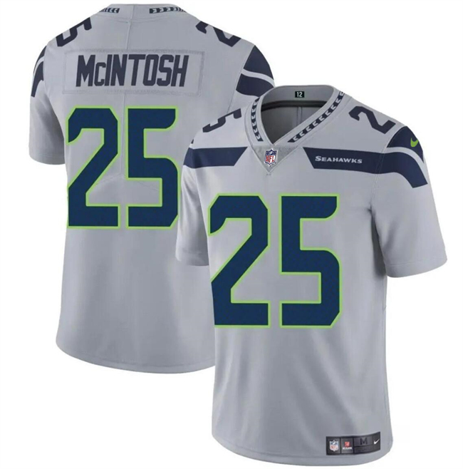 Men's Seattle Seahawks #25 Kenny McIntosh Gray Vapor Limited Football Stitched Jersey