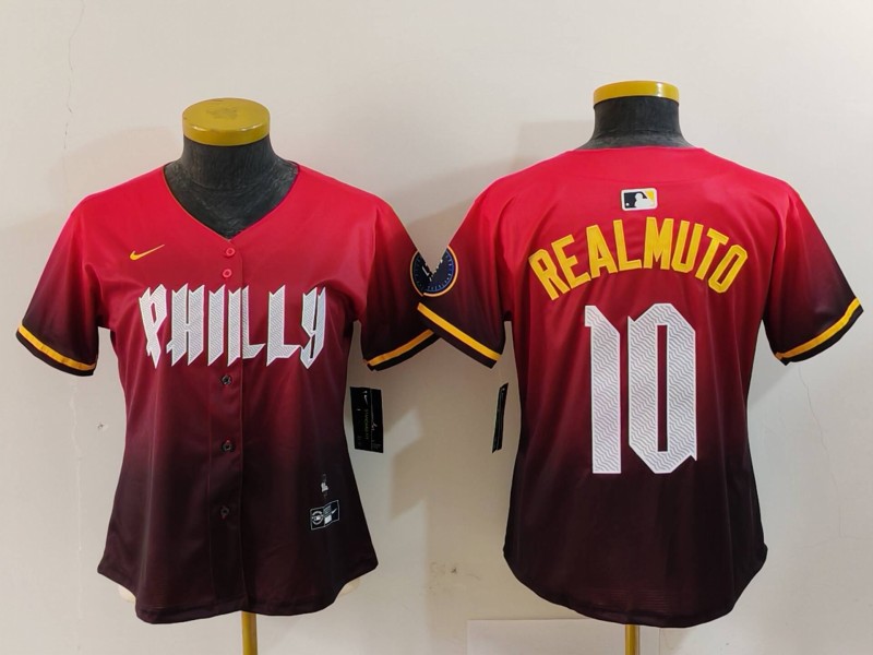 Women's Philadelphia Phillies #10 JT Realmuto Red 2024 City Connect Limited Jersey