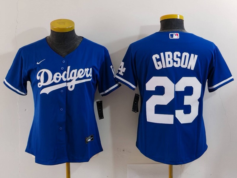 Women's Los Angeles Dodgers #23 Kirk Gibson Blue Cool Base Stitched Jersey