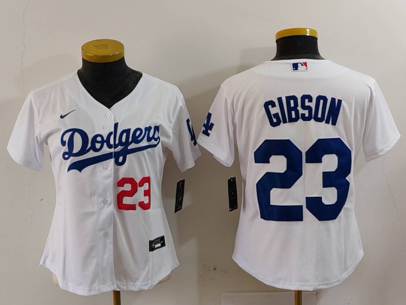 Women's Los Angeles Dodgers #23 Kirk Gibson Number White Cool Base Stitched Jersey