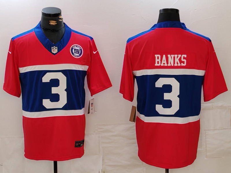 Men's New York Giants #3 Deonte Banks Limited Red Alternate FUSE Team Patch Vapor Jersey