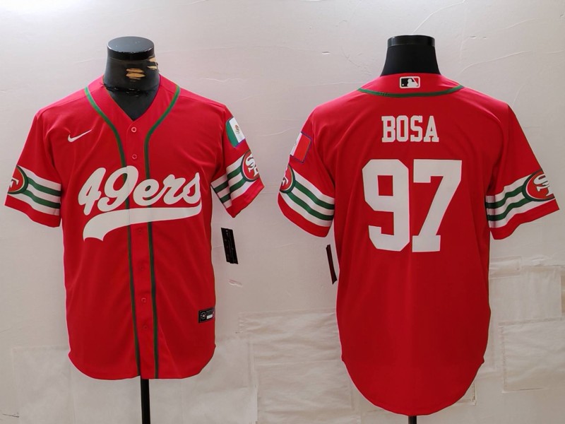 Men's San Francisco 49ers #97 Nick Bosa Red Mexico Cool Base Stitched Baseball Jersey