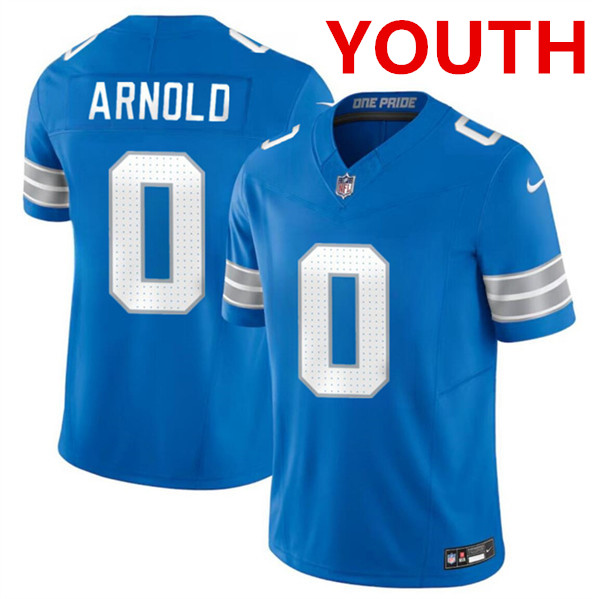 Youth Detroit Lions #0 Terrion Arnold Blue 2024 Draft F.U.S.E. Vapor Untouchable Limited Football Stitched Jersey