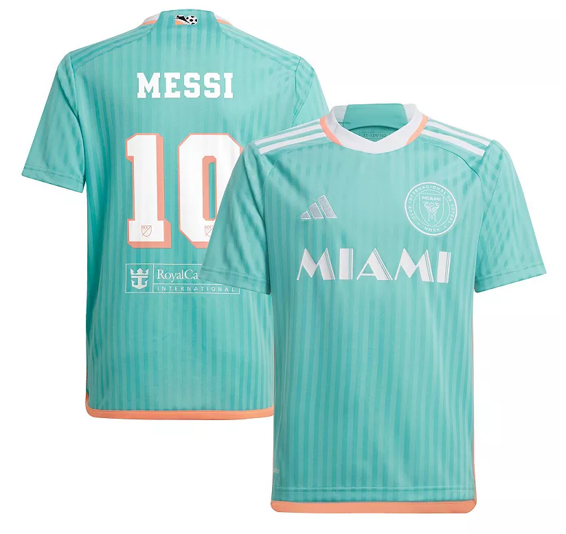 Youth adidas Inter Miami CF #10 Lionel Messi Aqua 2024 Archive Replica Player Jersey