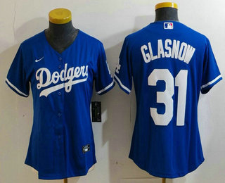 Women's Los Angeles Dodgers #31 Tyler Glasnow Blue Stitched Cool Base Nike Jersey